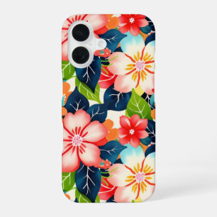 Coque iPhone 16 Motif floral tropical vibrant