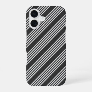 Coque iPhone 16 Motif gris clair et charbon cinq bandes