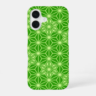 Coque iPhone 16 Motif japonais Asanoha - vert citron
