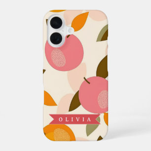 Coque iPhone 16 Motif personnalisé de pêche Mignon été rétro