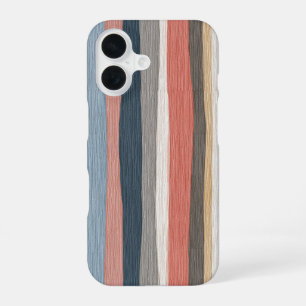 Coque iPhone 16 Motif rayures aquarelle vintage