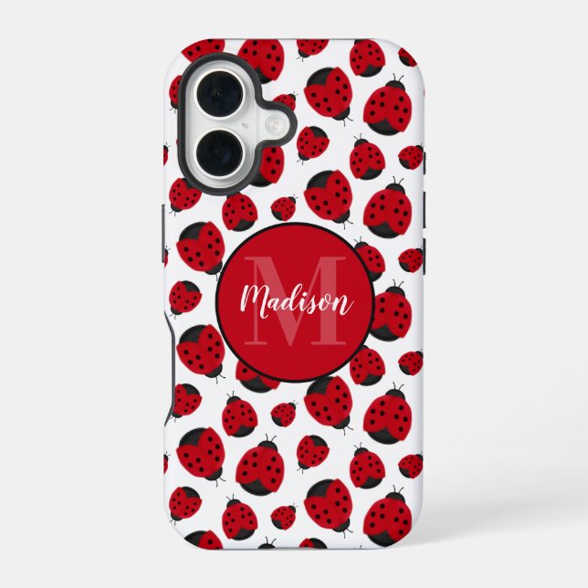 Coque iPhone 16 Motif Red Ladybug personnalisé (Verso)