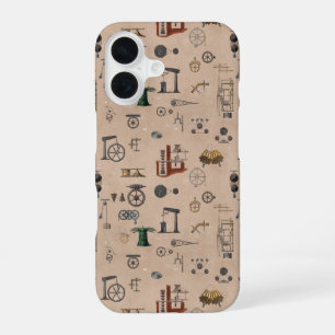 Coque iPhone 16 Motif scientifique mécanique d'ingénierie antique