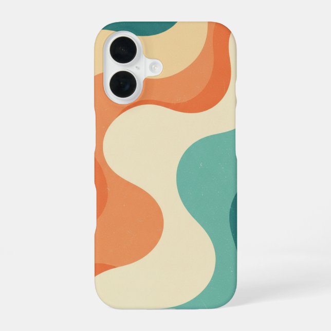 Coque iPhone 16 Mousse de mer abstraite rétro (Verso)