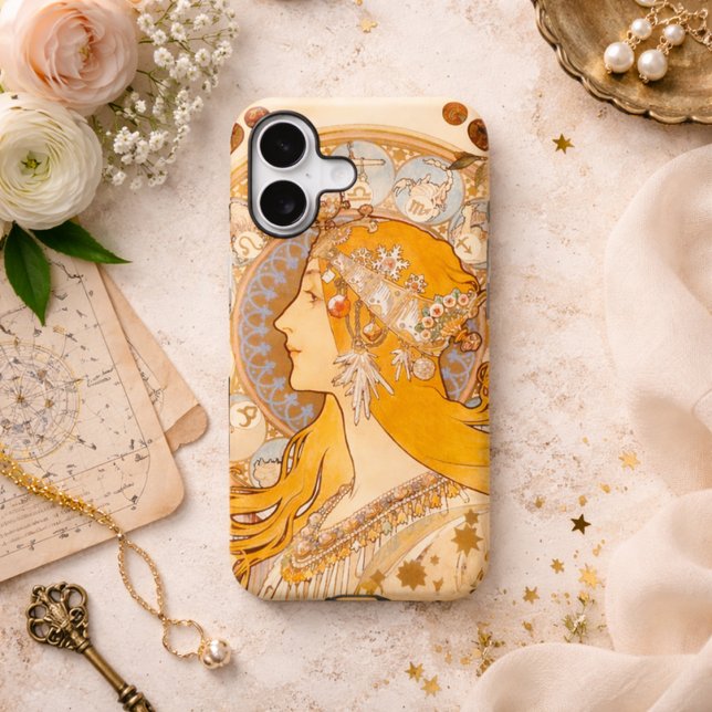 Coque iPhone 16 Mucha Zodiaque (Créateur téléchargé)