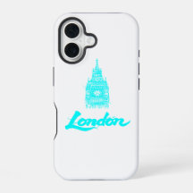 Néon Cyan Londres Big Ben Croquis Moderne Noir
