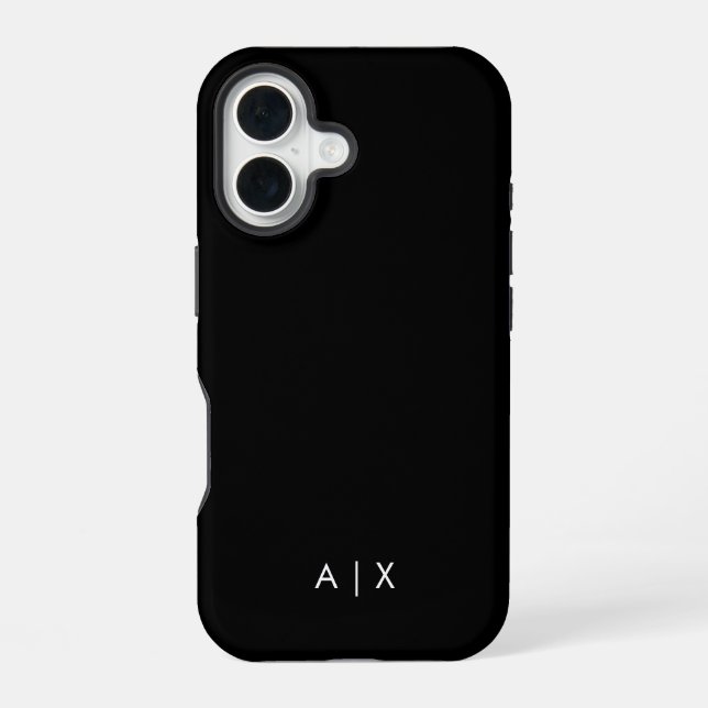 Coque iPhone 16 Nom de couple simple monogrammé (Verso)