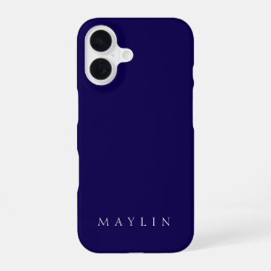 Coque iPhone 16 Nom ou Mot Classique Bleu foncé violacé