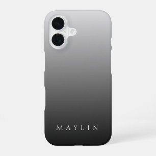 Coque iPhone 16 Nom ou mot classique Dégradé gris