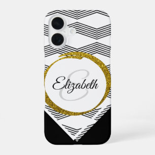 Coque iPhone 16 Nom personnalisé Lettre initiale Monogramme en pai