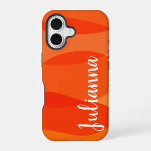 Coque iPhone 16 Nom personnalisé vibrant rouge orange vif