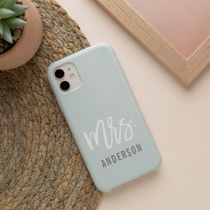 Coque iPhone 16 Nouvelle mariée Pastel Mint Mme Nom de famille