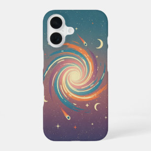 Coque iPhone 16 Nuage Cosmique de Style Rétro