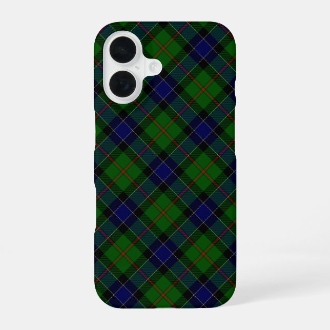 Coque iPhone 16 Ogilvie tartan bleu vert plaid (Verso)