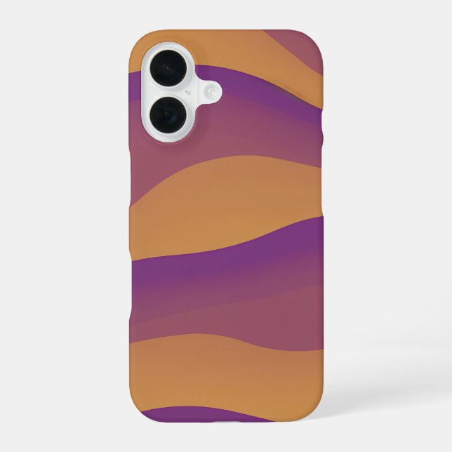 Coque iPhone 16 Orange and Purple Abstract Wave Pattern (Verso)