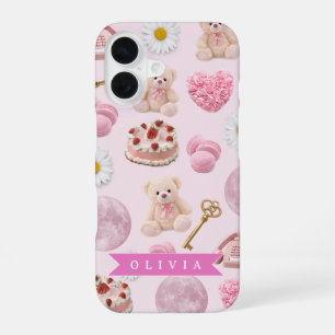 Coque iPhone 16 Ours en peluche Coquette personnalisé esthétique r