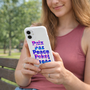 Coque iPhone 16 Paix Paz Paix Pokój Vrede Conception de cœurs