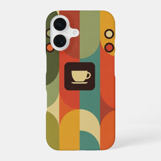Coque iPhone 16 Panneau de machine à café rétro (Verso)