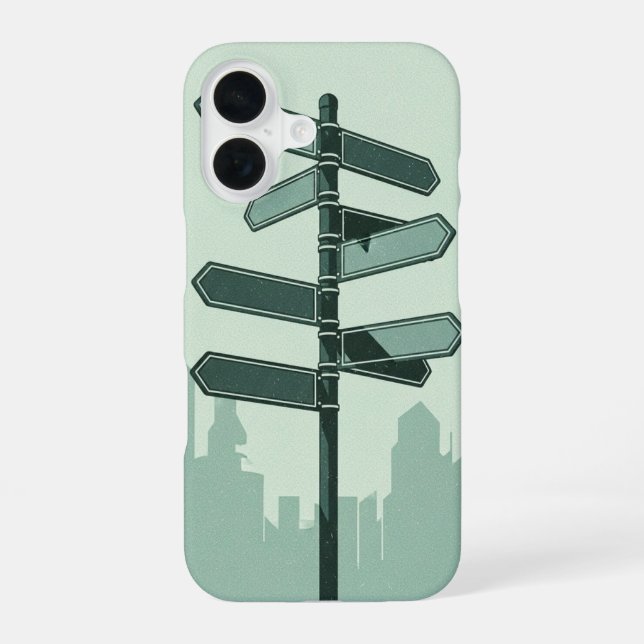 Coque iPhone 16 Panneau de nom de rue transversale rétro (Verso)
