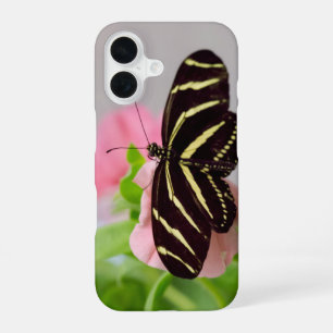 Coque iPhone 16 Papillon Héliconien Zèbre