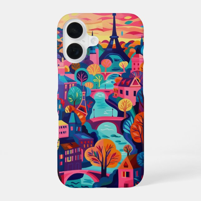 Coque iPhone 16 Paris abstrait (Verso)