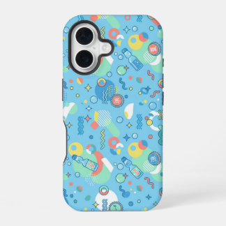 Coque iPhone 16 Pastel Retro Floral Pattern Lavender Mint