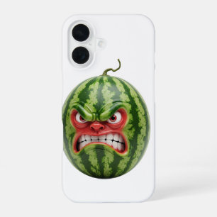 Coque iPhone 16 pastèque avec visage en colère