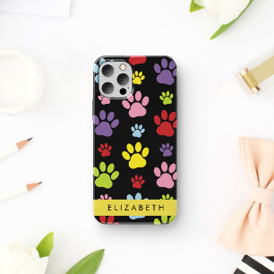 Coque iPhone 16 Paws Colorés, Motif Paw, Paws Chiens, Votre Nom