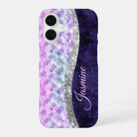 Peau de sirène violet argent faux strass monogramm