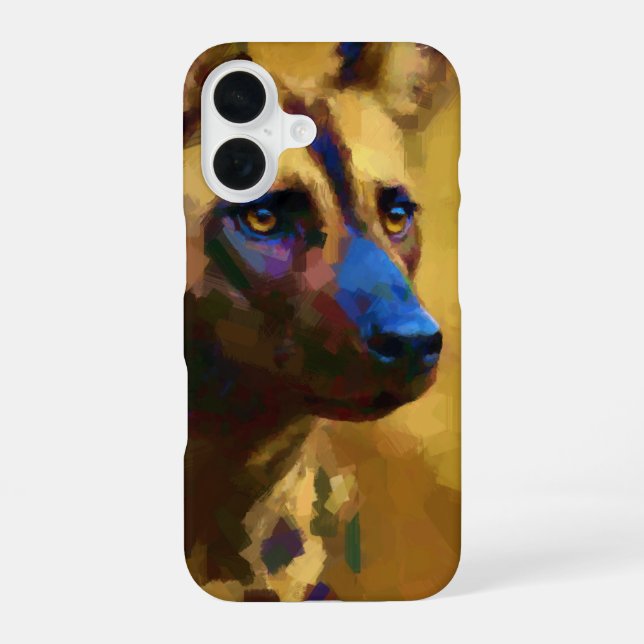 Coque iPhone 16 Perro Salvaje Africano Art (Verso)
