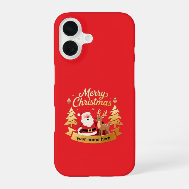 Coque iPhone 16 Personalized iPhone Christmas Santa Reindeer Case (Verso)