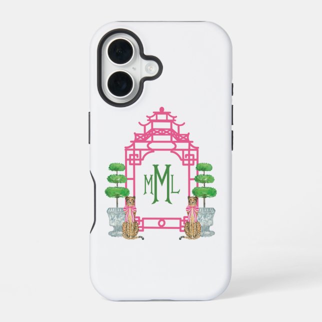 Coque iPhone 16 Personalized Pagoda Monogram iPhone 16 tough case (Verso)