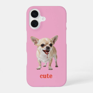 Coque iPhone 16 Personnalisé Mignon Chihuahua Aggro Méchant Vicieu