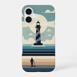 Coque iPhone 16 Phare Rétro Minimaliste