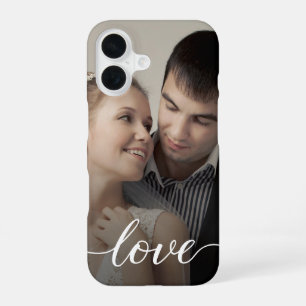 Coque iPhone 16 Photo de mariage avec texte d'amour personnalisé