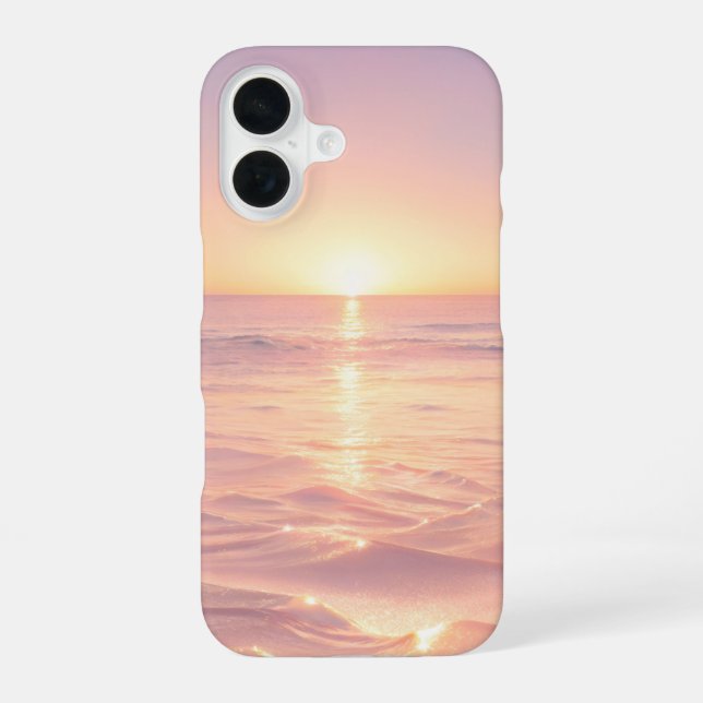 Coque iPhone 16 Pink Sunset Beach Phone Case (Verso)