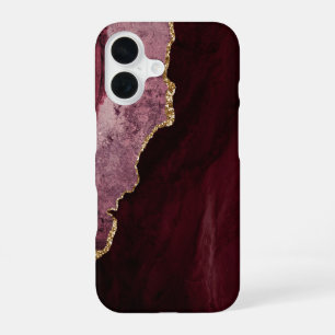 Coque iPhone 16 PixDezines ACRYLOGRAPHIE AGATE BOURGOGNE