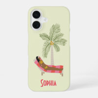 Plage de palmiers tropicaux Fille Nom personnalisé