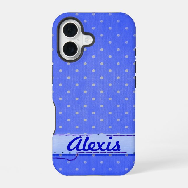 Coque iPhone 16 Points de broche bleus (Verso)