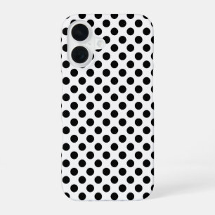 Coque iPhone 16 Points noirs sur fond blanc