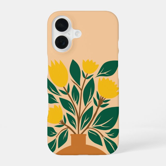 Coque iPhone 16 Pot floral dessin à la main (Verso)