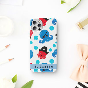 Coque iPhone 16 Poulpe Pirate, Motif Poulpe, Mer, Votre Nom