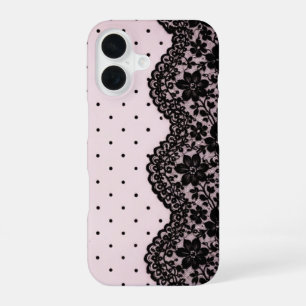 Coque iPhone 16 Poupée Coquette Polka Dentelle