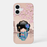 Poupée Keiko Kokeshi - Blue Kimono Geisha Girl