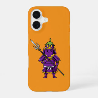 Coque iPhone 16 Purple Eggplant Samurai Warrior with Spear Illustr