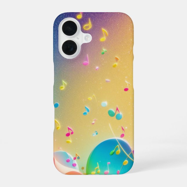 Coque iPhone 16 Rainbow Music Notes Pop Art Phone Case (Verso)