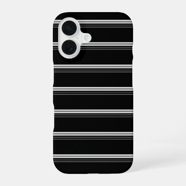 Coque iPhone 16 Rayé noir blanc chic  (Verso)