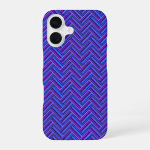 Coque iPhone 16 Rayures bleues et violettes double tissage