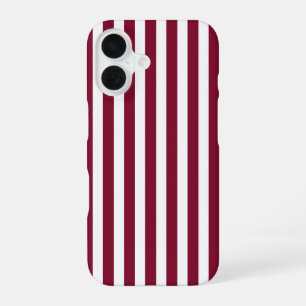 Coque iPhone 16 Rayures de bonbon bordeaux et blanc