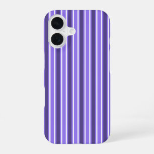 Coque iPhone 16 Rayures de bonbon violettes et blanches